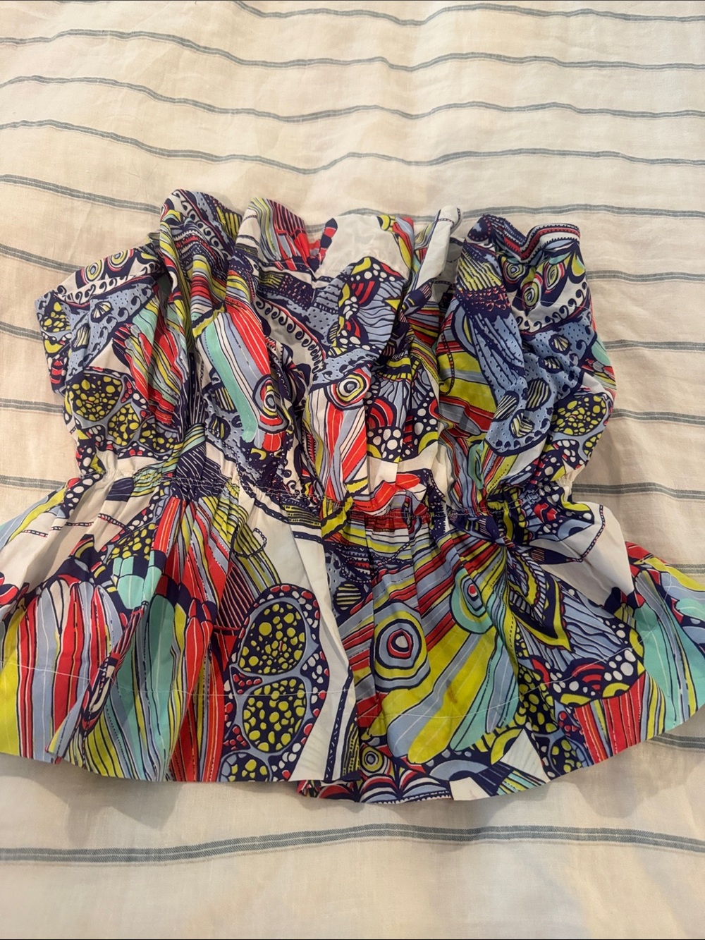 Anthropologie Multicolor Fit Flare back- smocked 100% cotton top/ RARE FIND